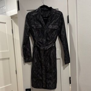 White House Black Market Textured Black Dress Coat